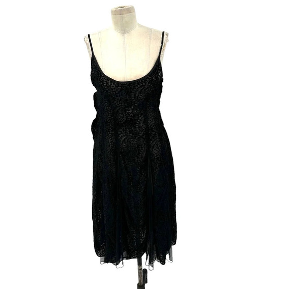 Free‎ People Intimately Black Burnout Velvet Slip Dress Size XS - Picture 1 of 10